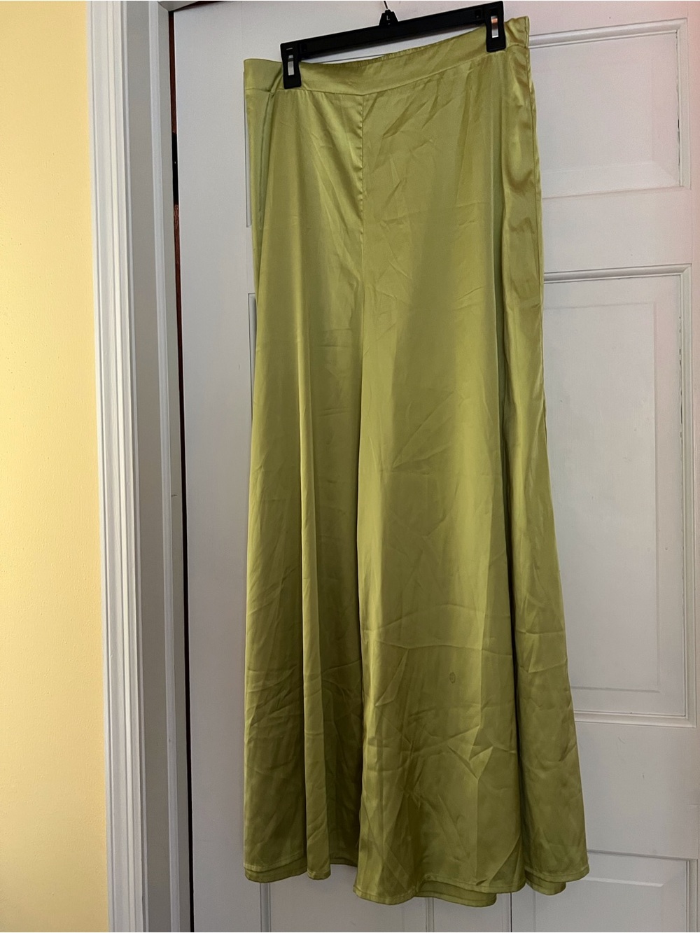 AKIRA Light Olive Wide Leg Satin Jumpsuit Pants